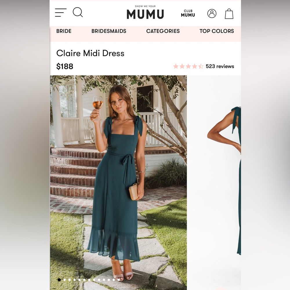 Show Me Your MuMu Claire Midi Dress ~ Emerald Chiffon